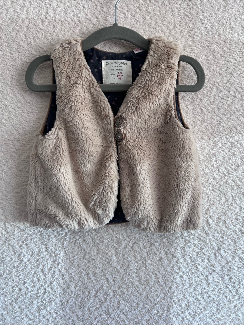 Zara Girls Kids Faux Fur Vest Baby Girl Collection Size 2-3 Years
